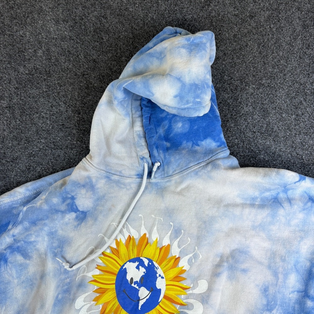 Primitive Skateboarding Hoodie Mens Large Blue White Tie‎ Dye Logo Fleece Lined